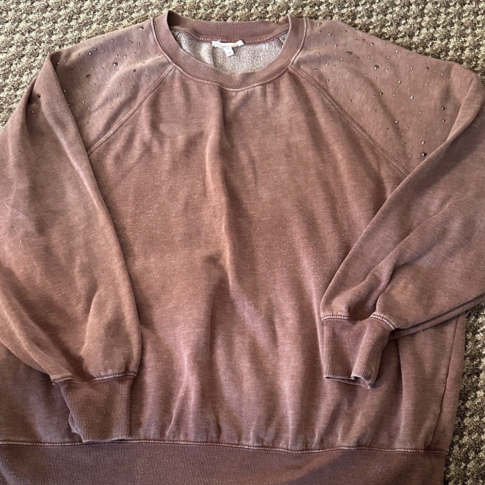 Maurices Brown Crew Neck Sweater with Studded Detail